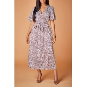 Lovely Chic Leopard Print Ankle Length Dress