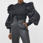 Lovely Casual Fold Design Black Blouse