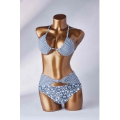 Lovely Knot Design Blue Two-piece Swimsuit