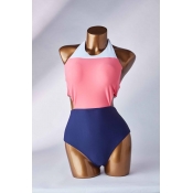 Lovely Patchwork Multicolor One-piece Swimsuit