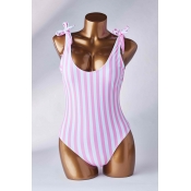 Lovely Striped Pink One-piece Swimsuit
