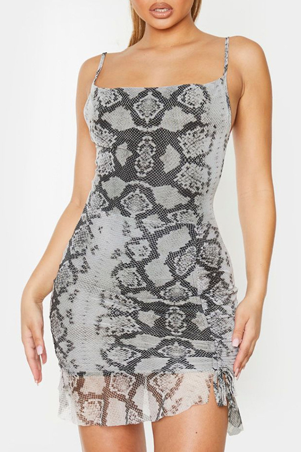 

Lovely Casual Snakeskin Patchwork Mini Dress, Cobra