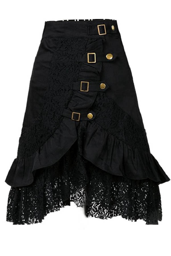 

Lovely Chic Lace Patchwork Black Skirt