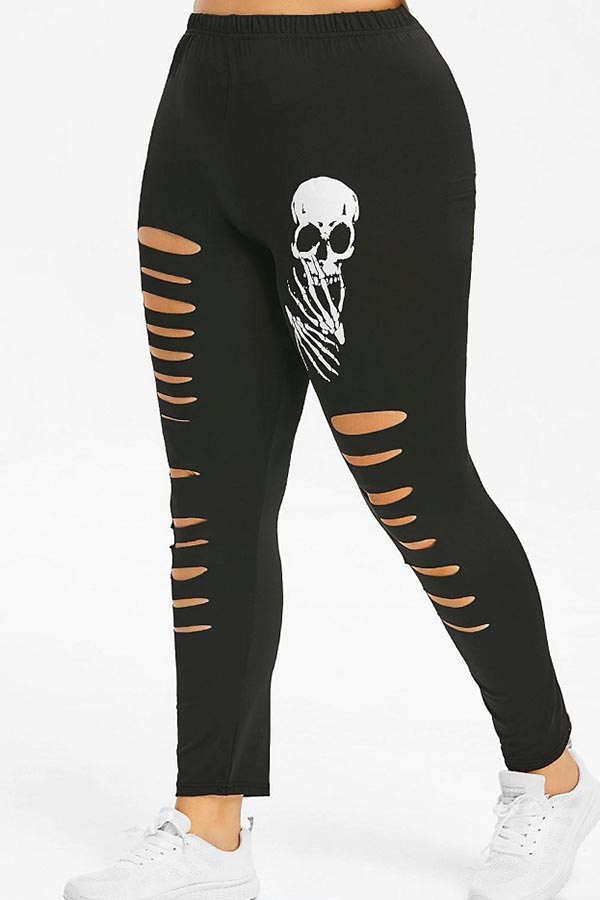

Lovely Leisure Hollow-out Black Pants