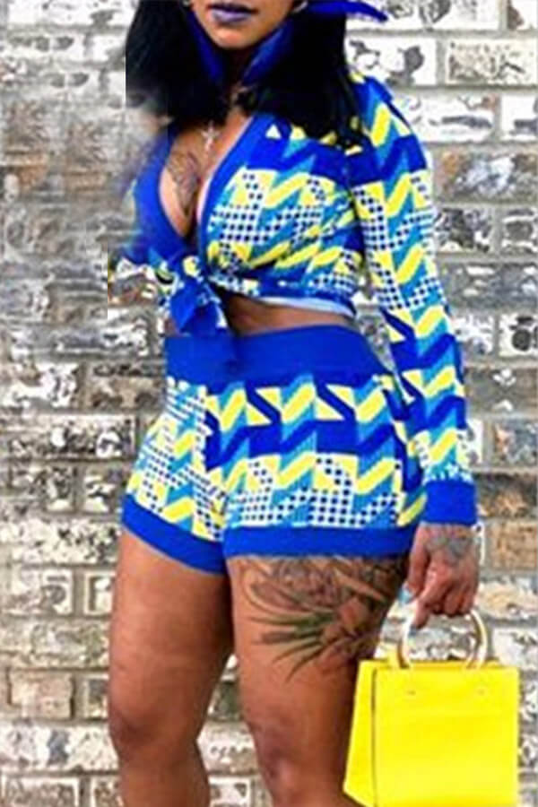 

Lovely Chic Print Multicolor Two-piece Shorts Set, Multi