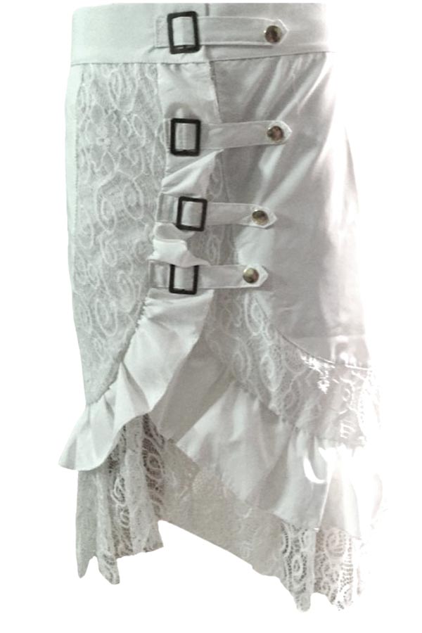 

Lovely Sexy Patchwork White Skirt