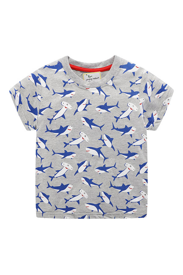 

Lovely Casual Print Grey Boy T-shirt