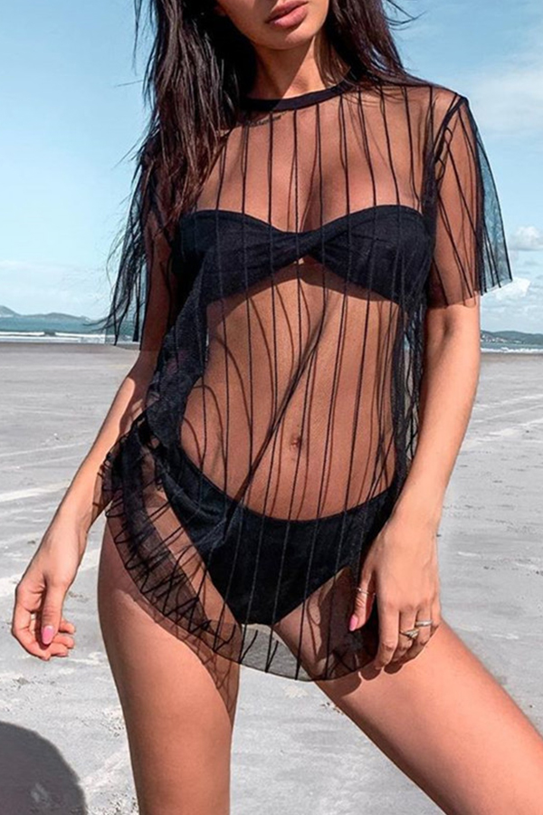 

Lovely Bohemian See-through Black Cover-up