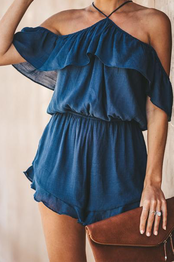 

Lovely Casual Flounce Royal Blue One-piece Romper, Royalblue