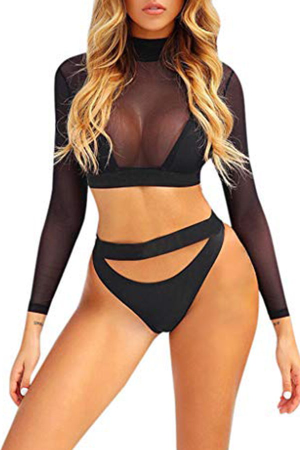 

Lovely See-through Black Two-piece Swimsuit