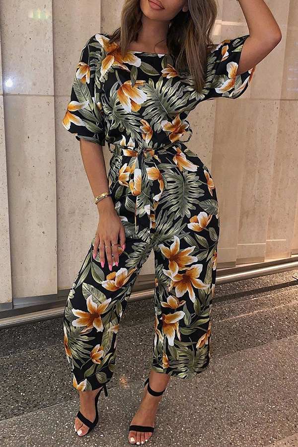 

Lovely Casual Print Yellow One-piece Jumpsuit