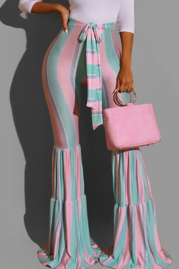 

Lovely Chic Striped Pink Pants