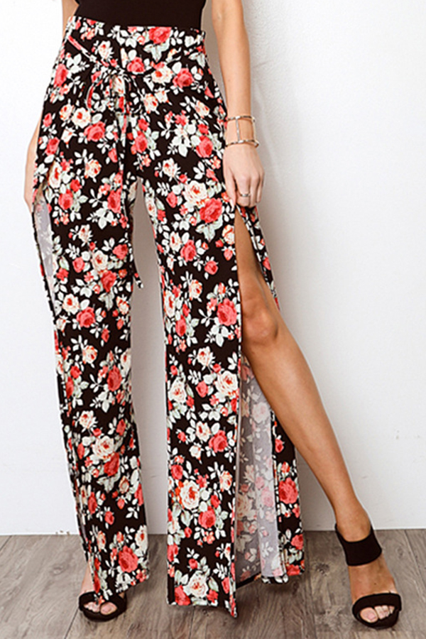 

Lovely Casual Floral Print Multicolor Pants, Multi