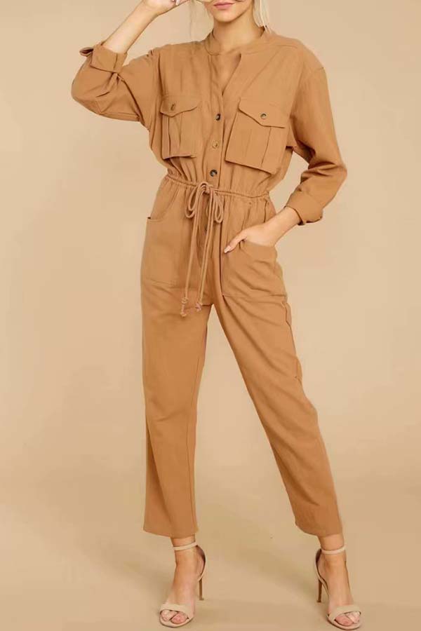 

Lovely Chic Basic Brown One-piece Jumpsuit