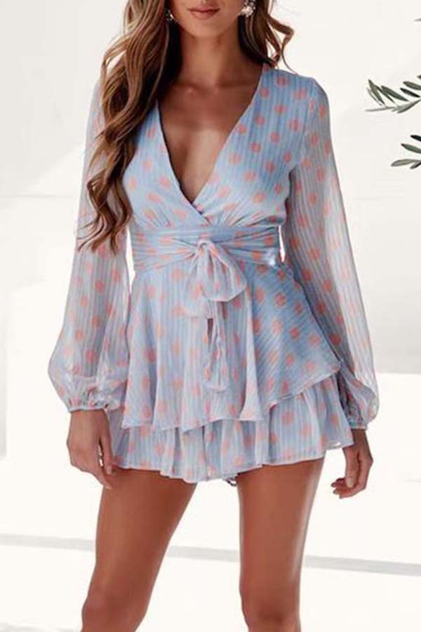 

Lovely Chic Dot Print Light Purple One-piece Romper