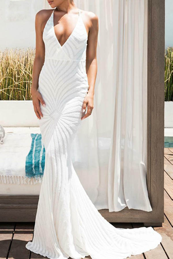 Lovely Party V Neck White Prom Dress от Lovelywholesale WW