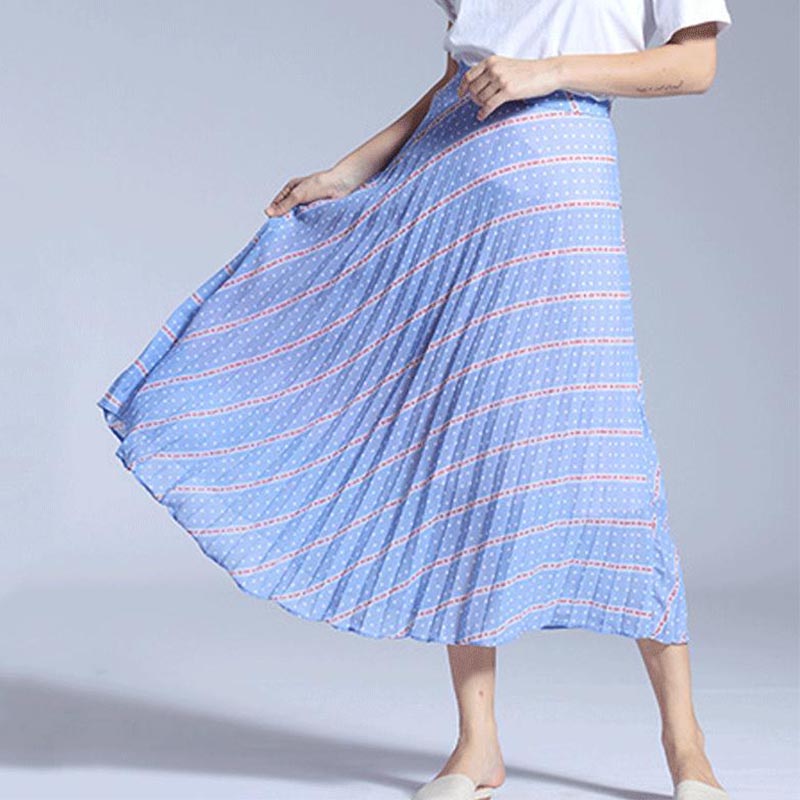 

Lovely Bohemian Striped Baby Blue Skirt