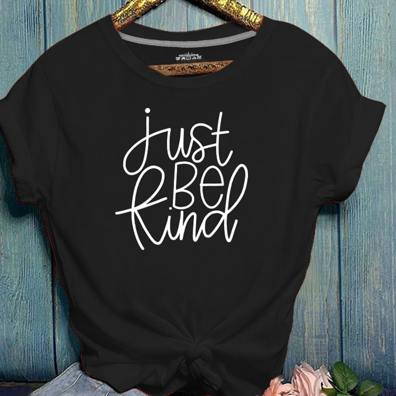 

Lovely Trendy O Neck Letter Print Black T-shirt