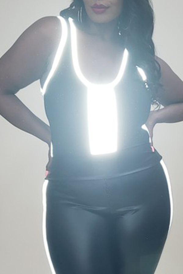 

Lovely Chic Reflective Contrast Black Bodysuit