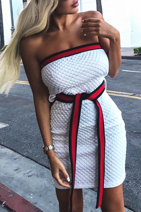 

Lovely Casual Dew Shoulder White Mini Dress