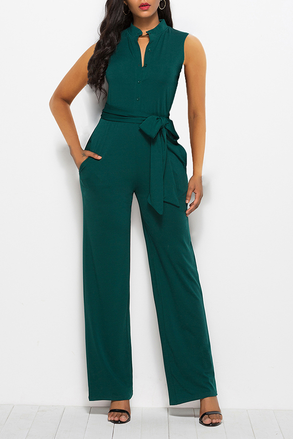 

Lovely Street Loose Blackish Green One-piece Jumpsuit, Black green