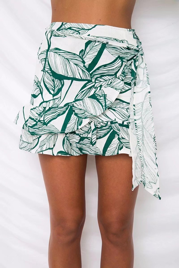 

Lovely Sweet Print Green Skirt