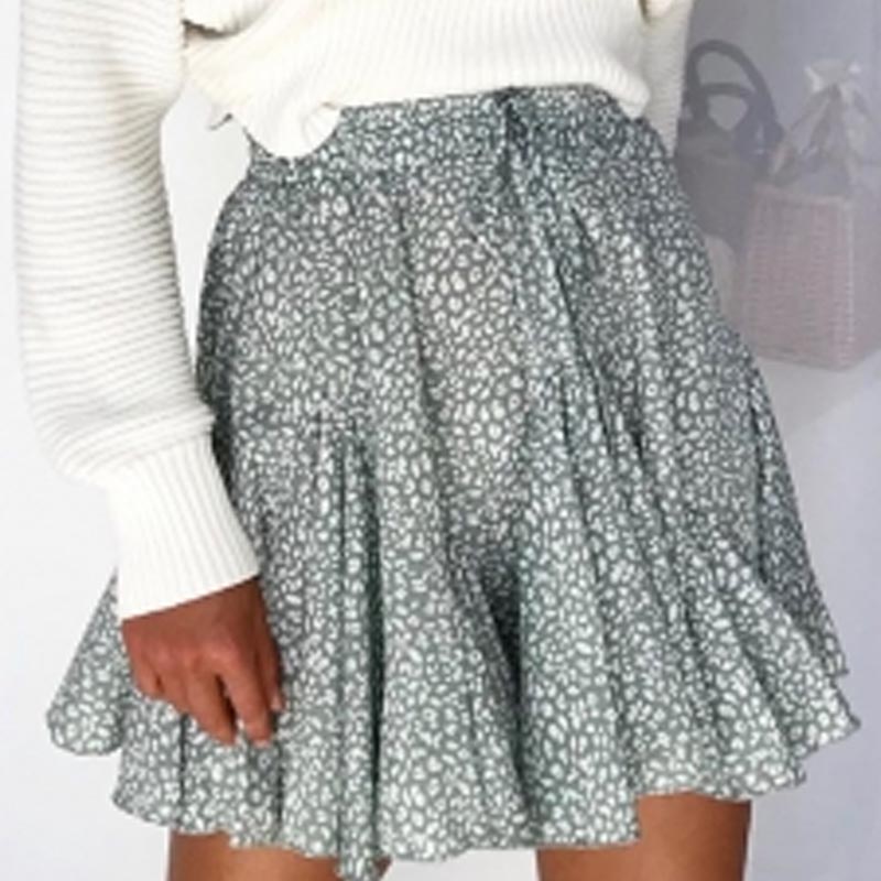 

Lovely Sweet Floral Print Green Skirt