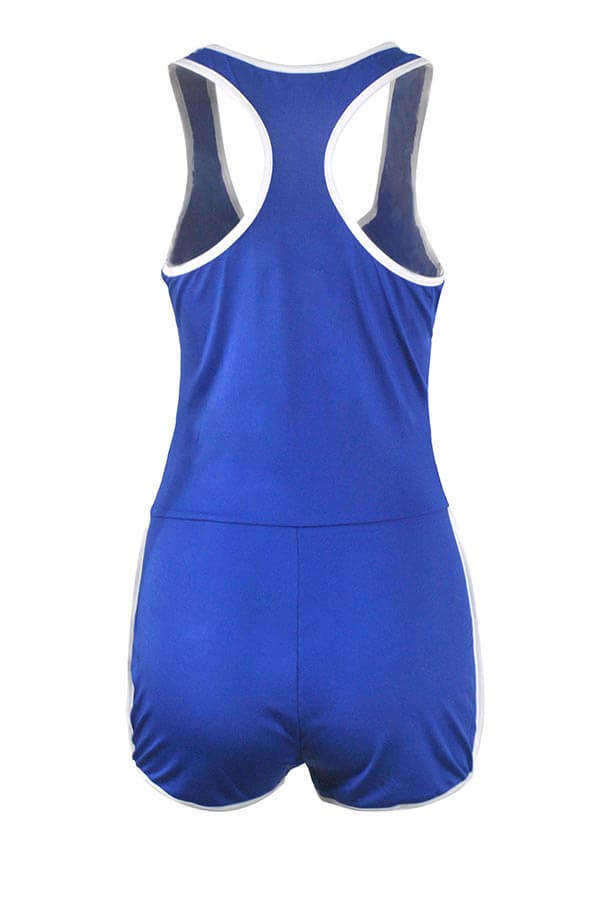 LW Casual Patchwork Blue Sportswear One-piece Romper