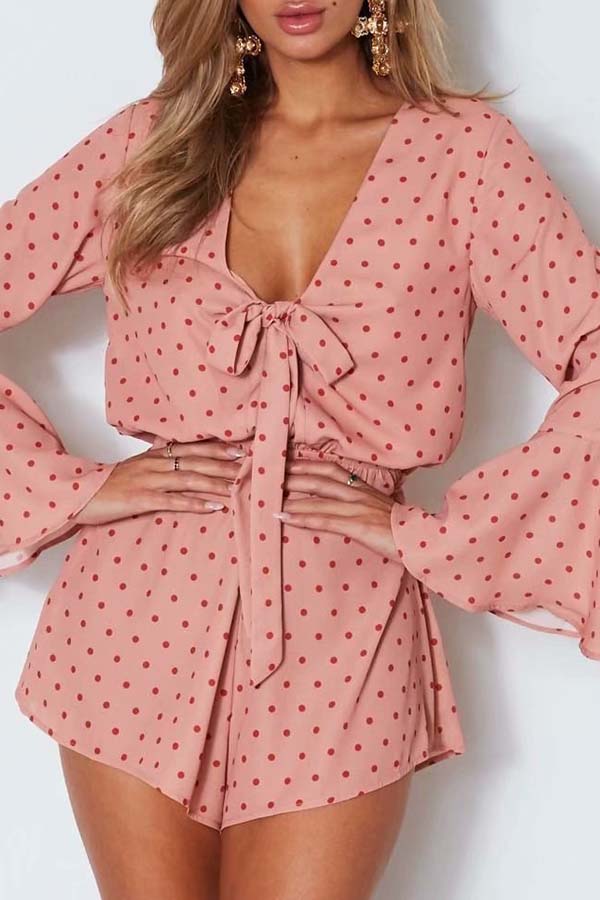 

Lovely Chic Dot Print Pink One-piece Romper