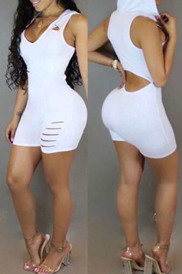 

Lovely Chic Hollow-out White One-piece Romper