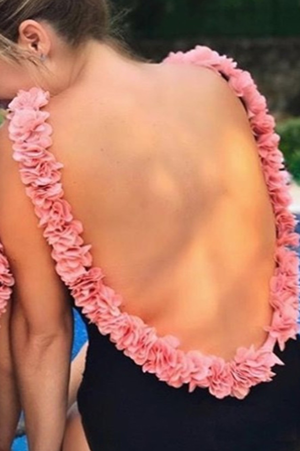 

Lovely Floral Black Mother Bathing Suit One-piece Swimsuit