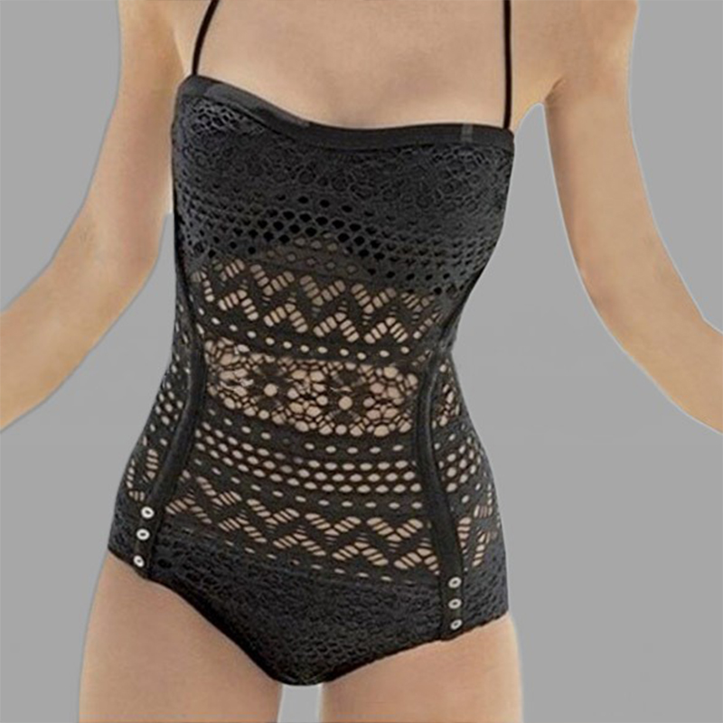 

Lovely Hollow-out Black Bathing Suit Plus Size One-piece Swimsuit