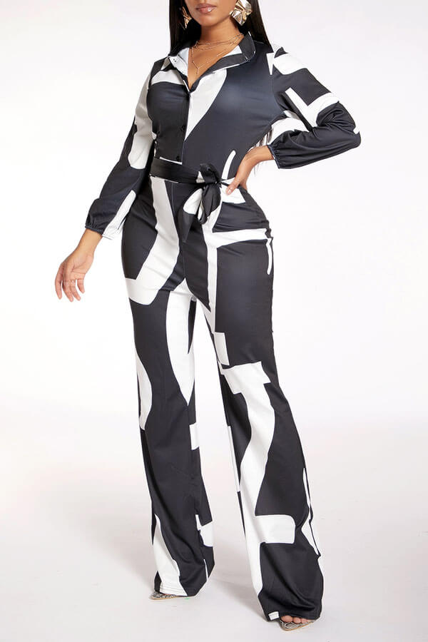 

Lovely Chic Print Black One-piece Jumpsuit