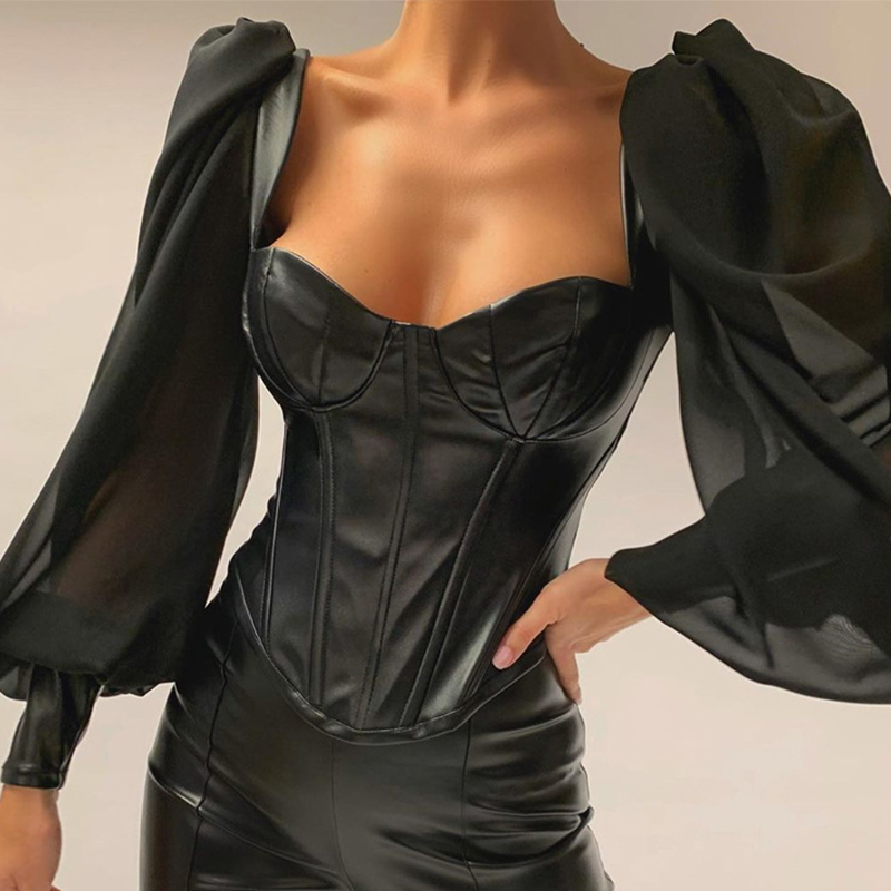 

Lovely Sweet U Neck Black Blouse