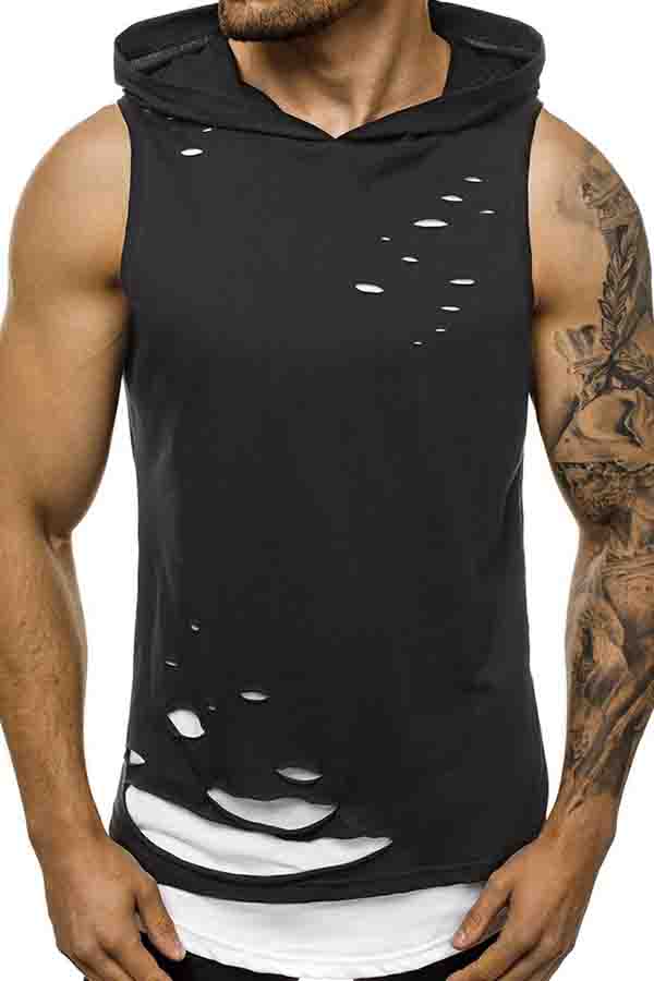 

Lovely Casual Hollow-out Black Vest