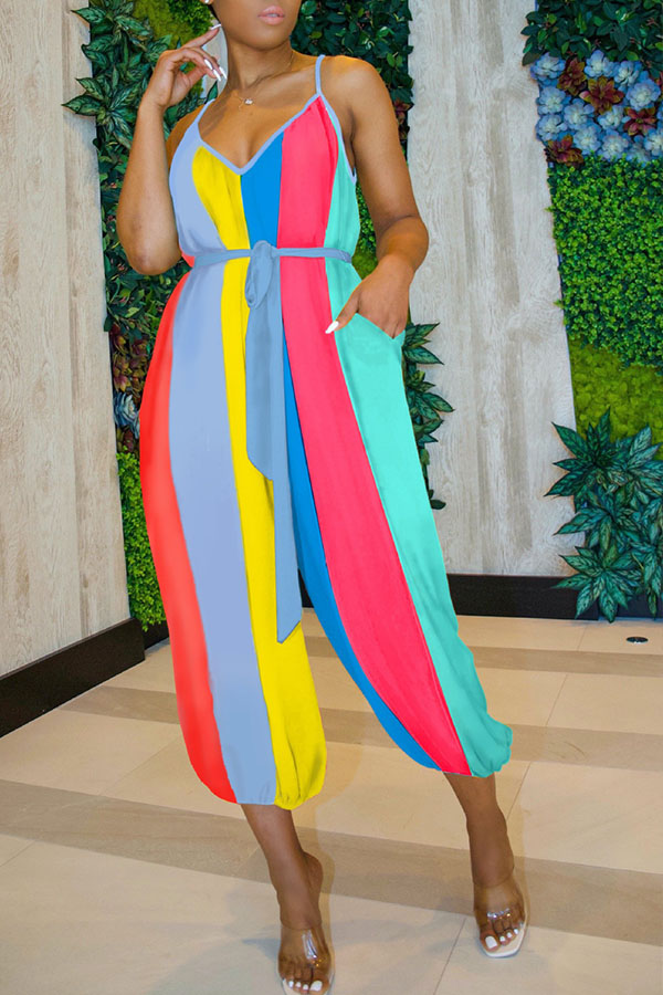 

Lovely Casual Striped Multicolor One-piece Jumpsuit, Multi
