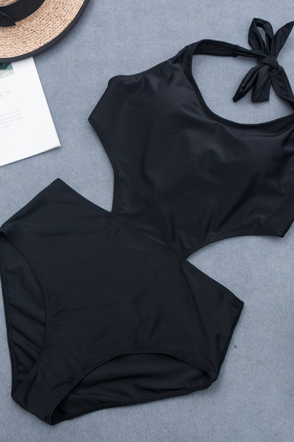 

Lovely Hollow-out Black Bathing Suit One-piece Swimsuit