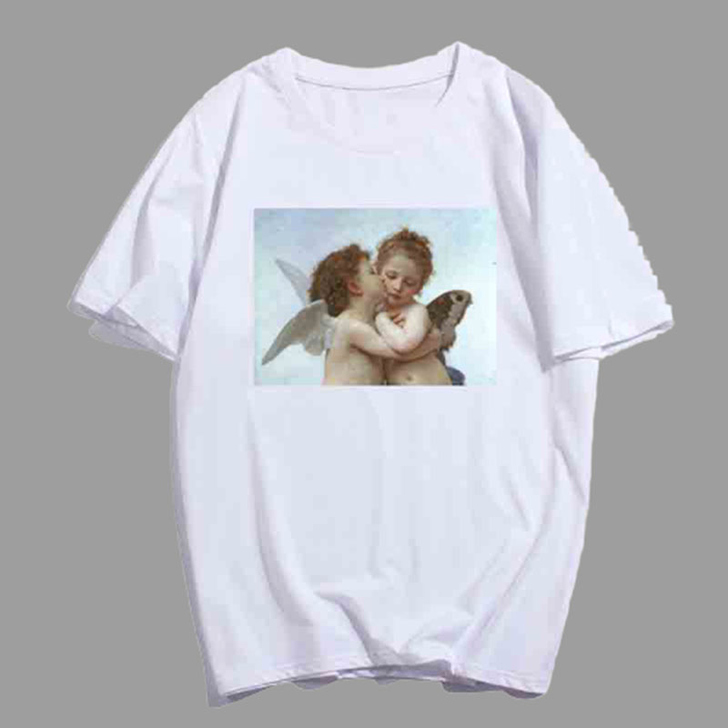 

Lovely Casual Print White Plus Size T-shirt