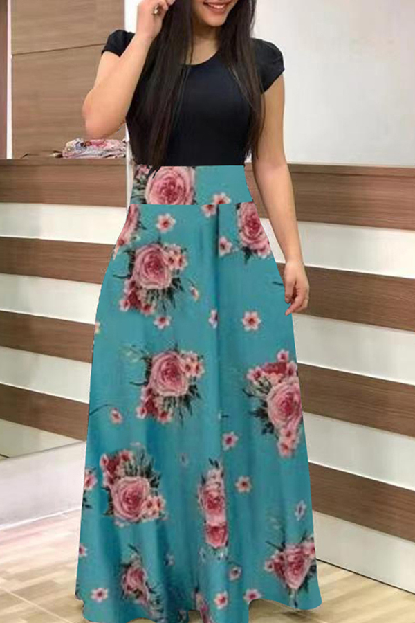

Lovely Leisure Patchwork Green Maxi Dress