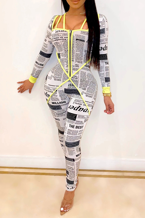 

Lovely Leisure Print Yellow One-piece Jumpsuit