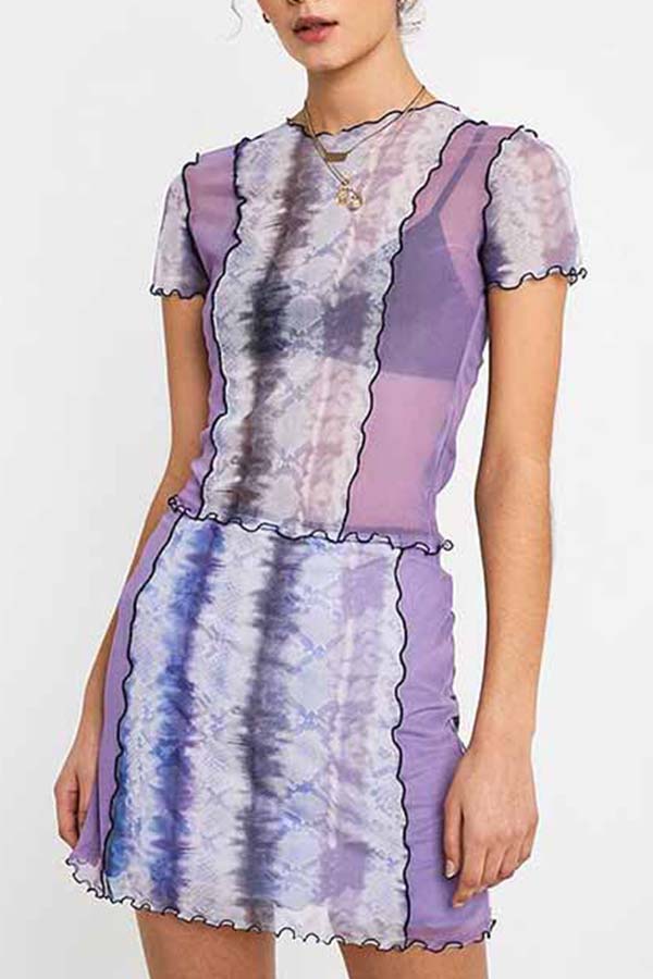 

Lovely Stylish Print Multicolor Two-piece Skirt Set, Multi