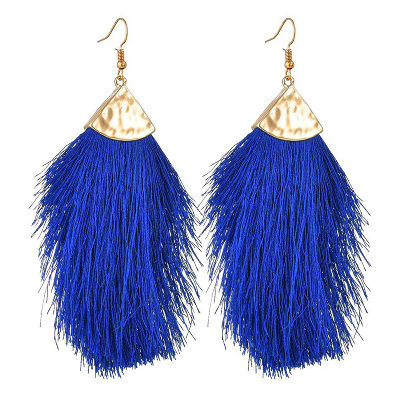 

Lovely Bohemian Tassel Design Blue Earring