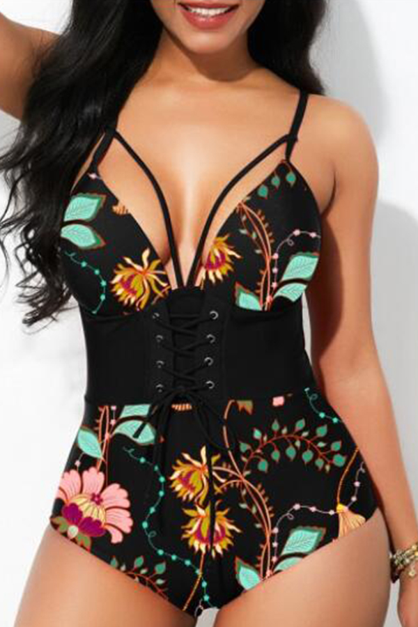 

Lovely Bandage Design Black Bathing Suit One-piece Swimsuit