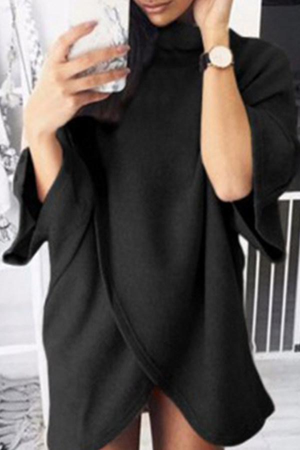 

Lovely Casual Asymmetrical Black Mini Dress