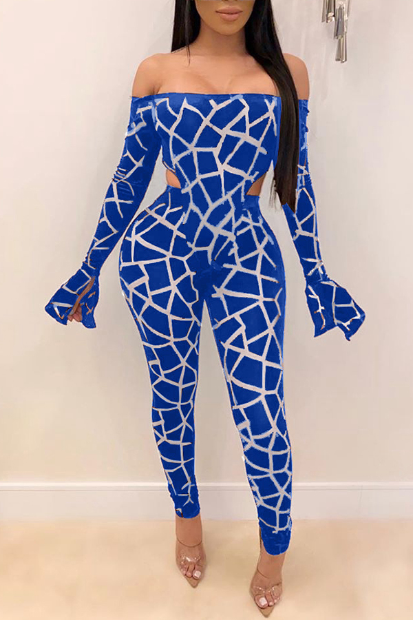 

Lovely Trendy Print Blue Two-piece Pants Set