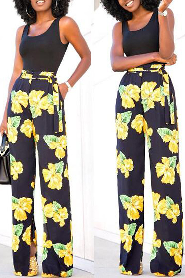 

Lovely Trendy Print Multicolor Two-piece Pants Set, Multi