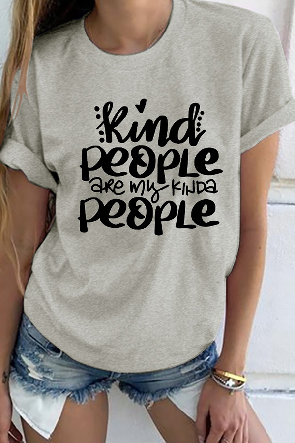 

Lovely Casual Letter Print Grey T-shirt