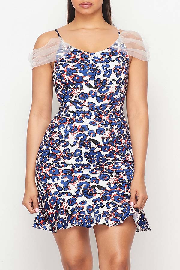

Lovely Casual Patchwork Leopard Print Mini Dress