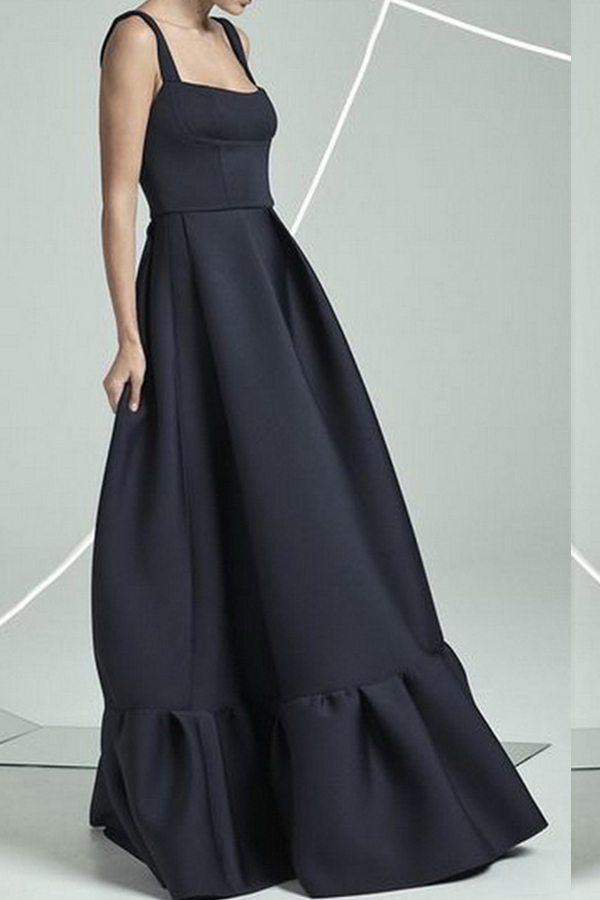 

Lovely Trendy Patchwork Black Maxi Dress