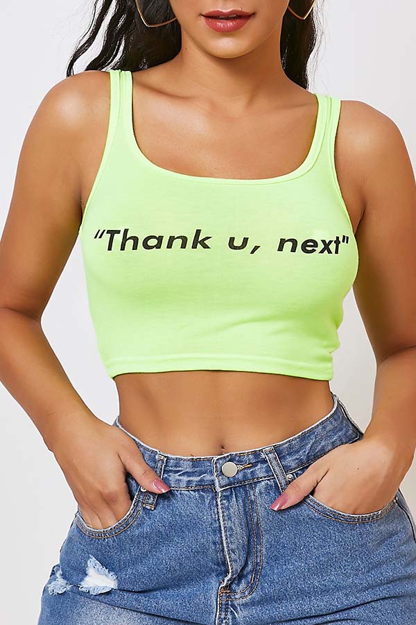 

Lovely Casual Letter Green Camisole